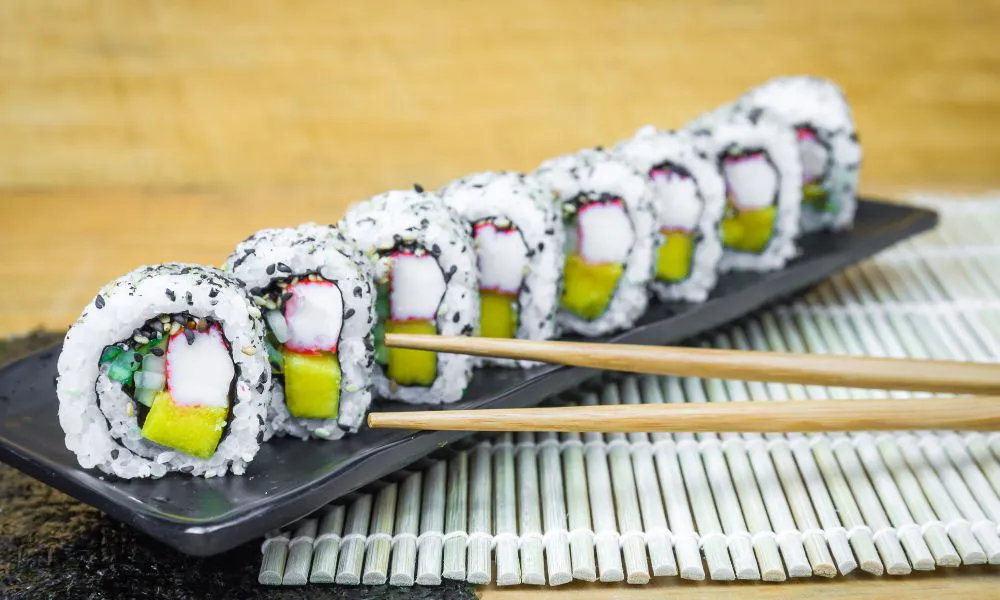 California sushi rolls with imitation crab, avocado, and sesame seeds at Tokyo Express, a Japanese Restaurant in Greenville
